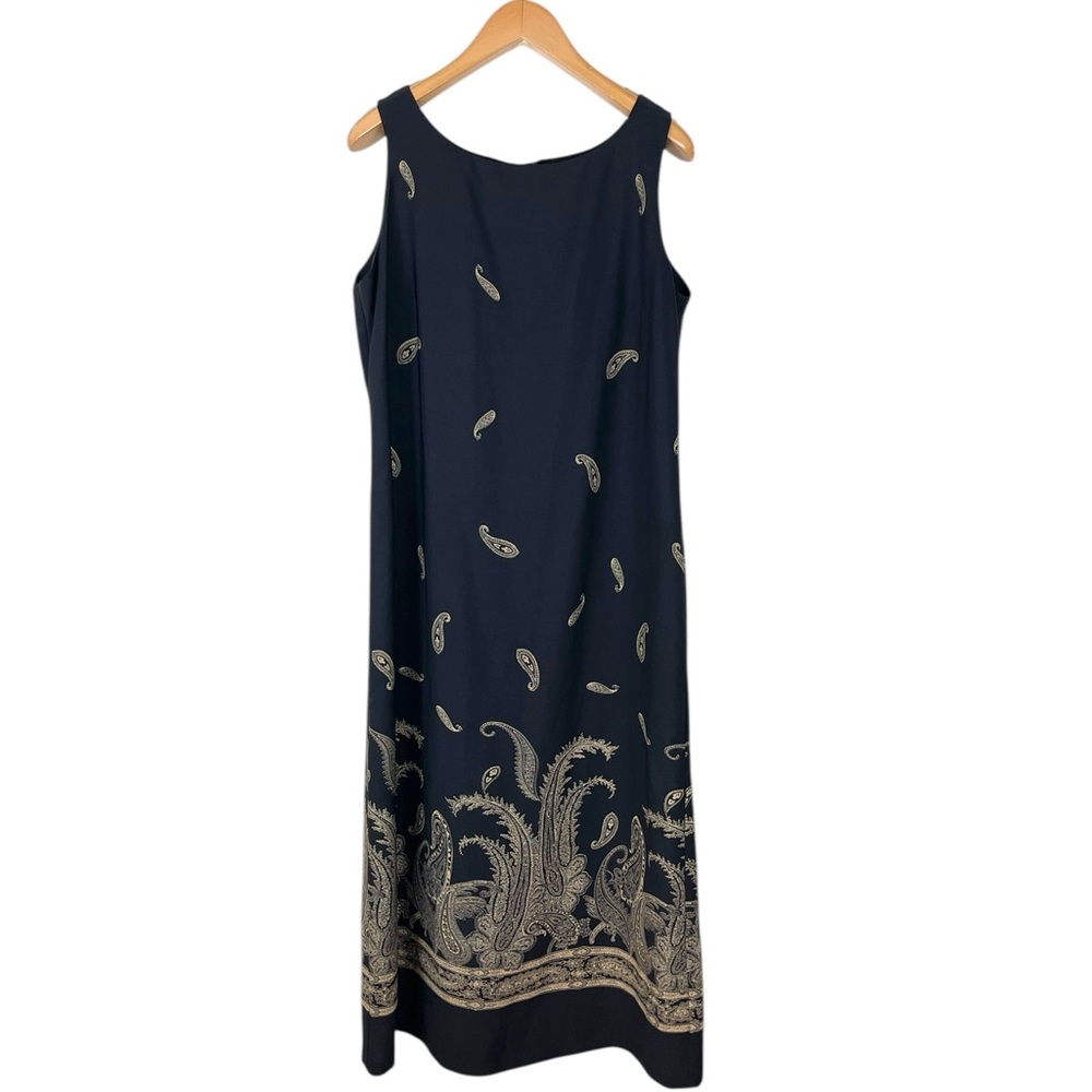 Vintage Y2K Studio I Women’s 18 Black & Tan Paisley Zipper Back Tank Dress Boho